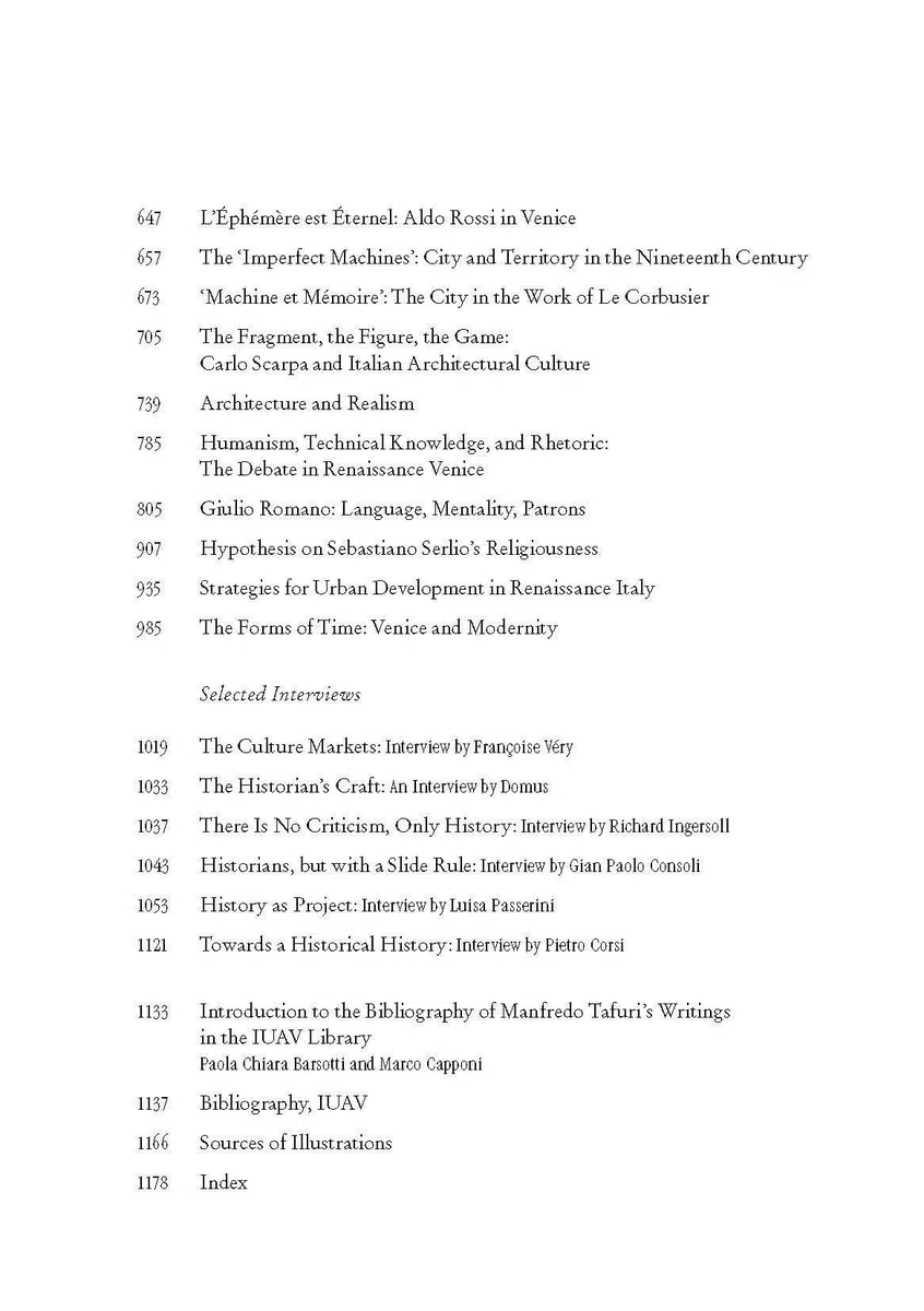 Order and Disorder: Selected Essays and Interviews by Manfredo Tafuri 1964–1994